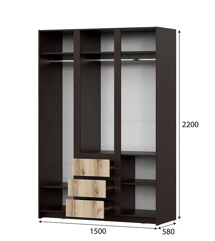 Шкаф для одежды трехстворчатый Прага фото 1