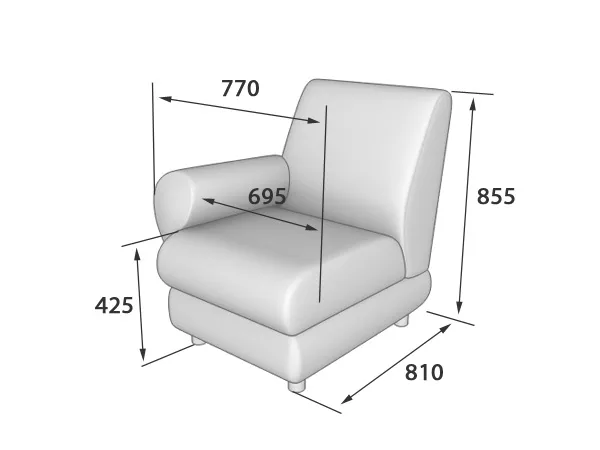 Секция одноместная с прав. подлокотником МАТРИКС М1R-1 фото 1